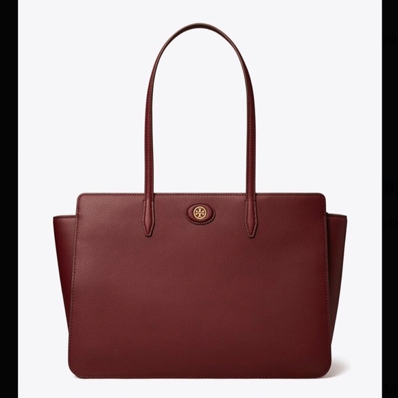 NWT Tory Burch Large Robinson Pebbled Leather Tote – Claret